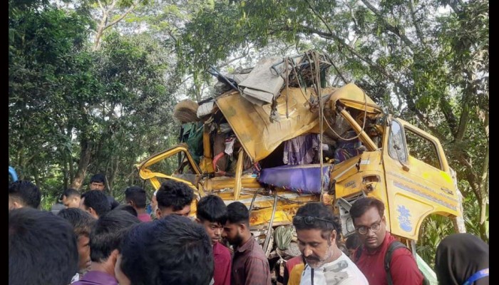 বাস-ট্রাক সংঘর্ষে নিহত  ১৪