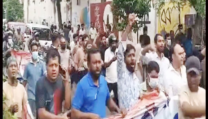 তেজগাঁও-গুলশান লিংক রোডে আ.লীগের বিক্ষোভ মিছিল